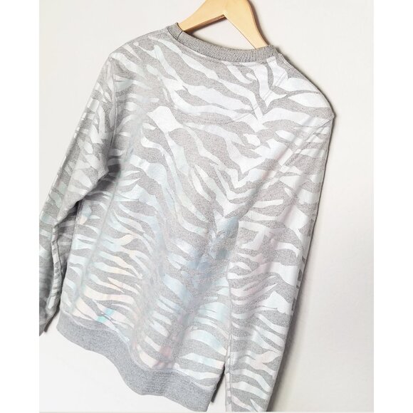 KENZO Iridescent Silver Tiger Stripes Crewneck Pullover Sweatshirt S Gray $355 - Picture 12 of 16